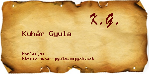 Kuhár Gyula névjegykártya