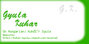 gyula kuhar business card